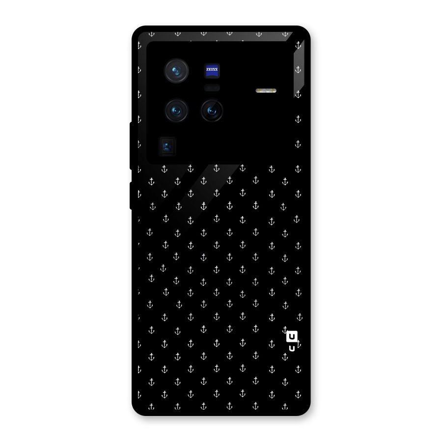 Seamless Small Anchors Pattern Glass Back Case for Vivo X80 Pro