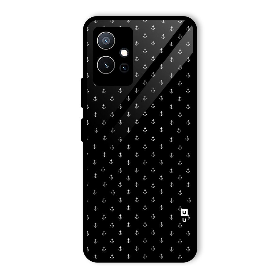 Seamless Small Anchors Pattern Glass Back Case for Vivo Y75 5G