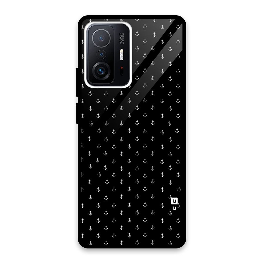 Seamless Small Anchors Pattern Glass Back Case for Xiaomi 11T Pro