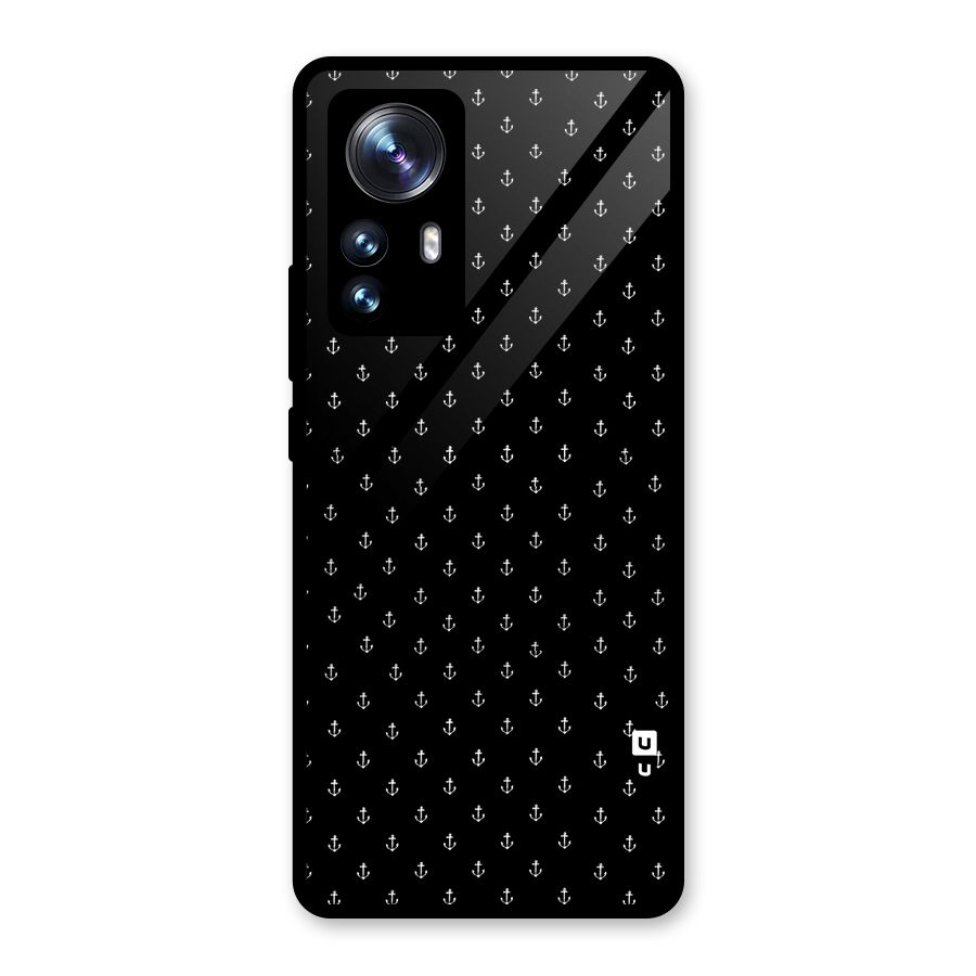 Seamless Small Anchors Pattern Glass Back Case for Xiaomi 12 Pro