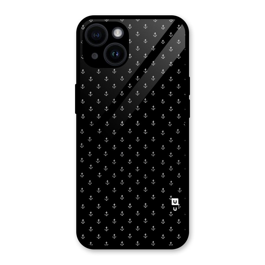 Seamless Small Anchors Pattern Glass Back Case for iPhone 14