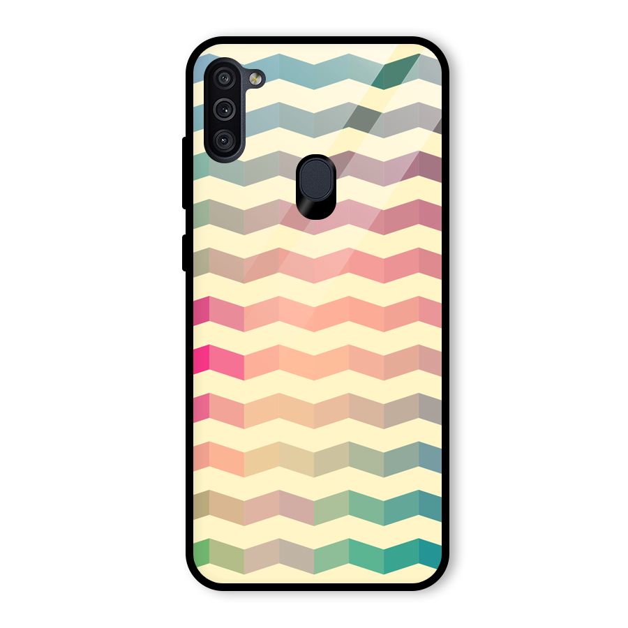 Seamless ZigZag Design Glass Back Case for Galaxy M11