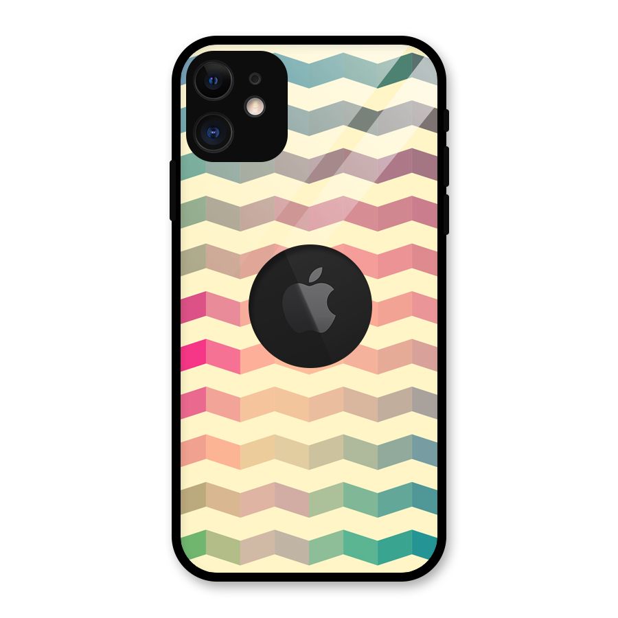 Seamless ZigZag Design Glass Back Case for iPhone 11 Logo Cut