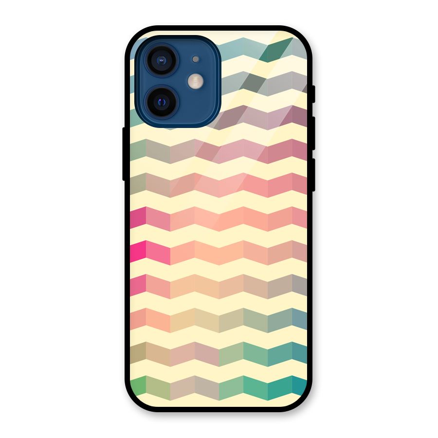 Seamless ZigZag Design Glass Back Case for iPhone 12 Mini