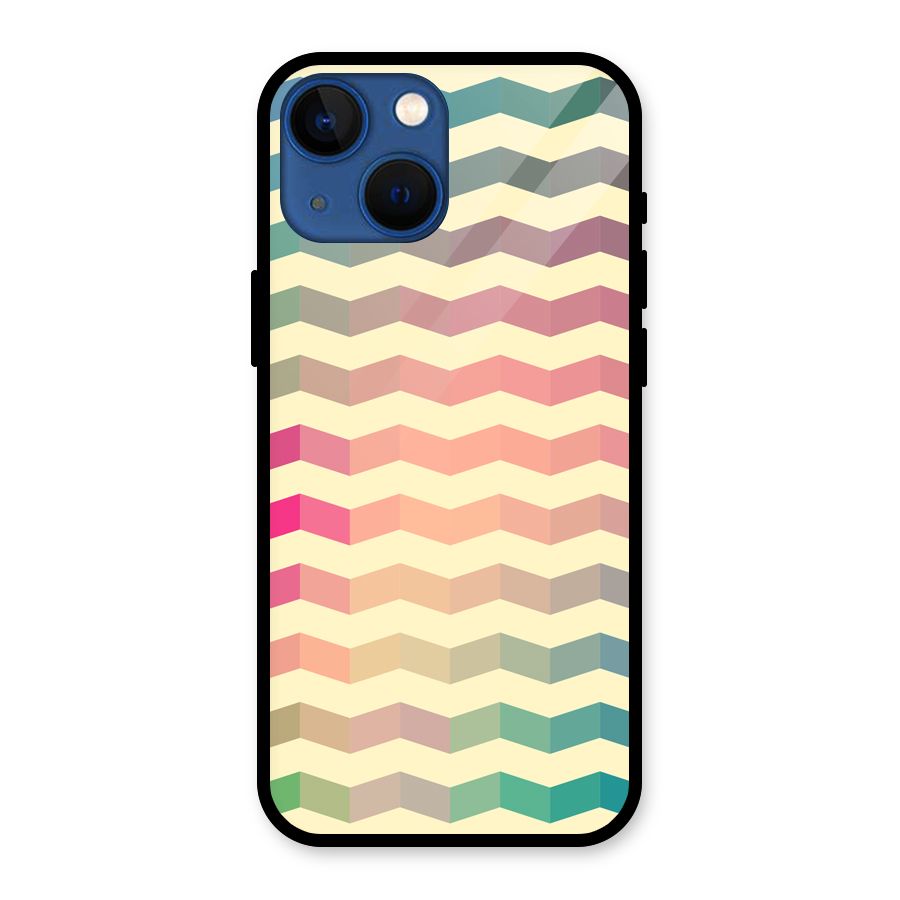 Seamless ZigZag Design Glass Back Case for iPhone 13 Mini