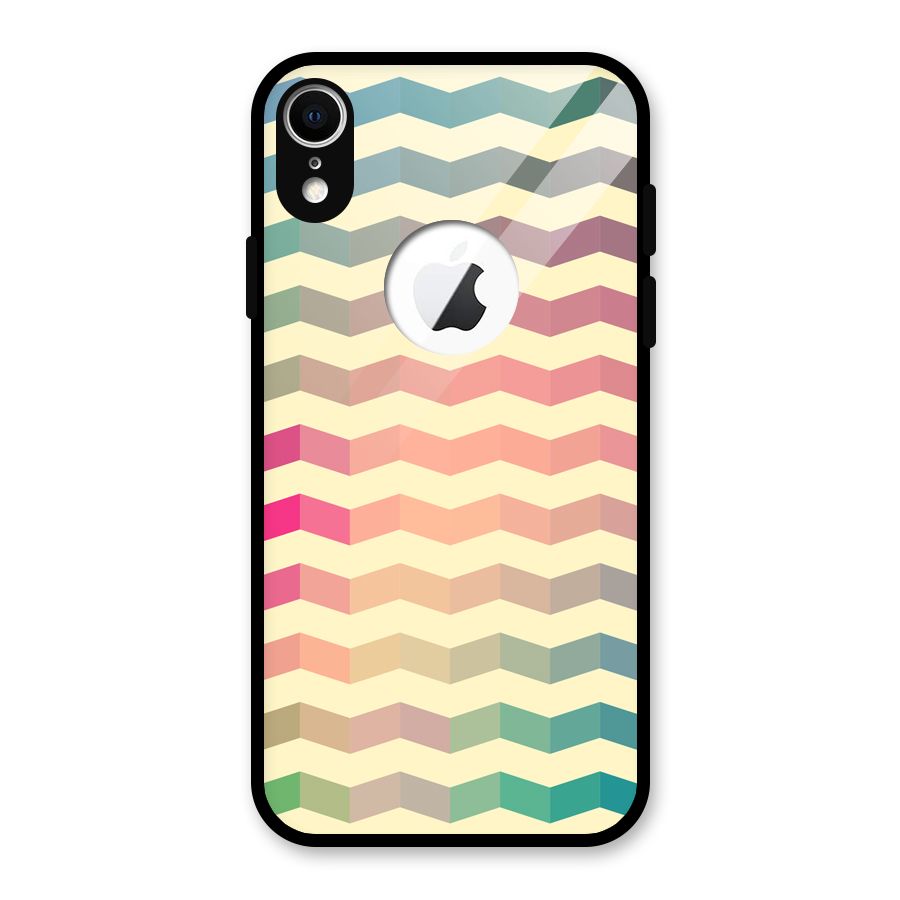 Seamless ZigZag Design Glass Back Case for iPhone XR Logo Cut