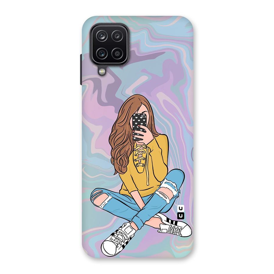 Selfie Girl Illustration Back Case for Galaxy A12