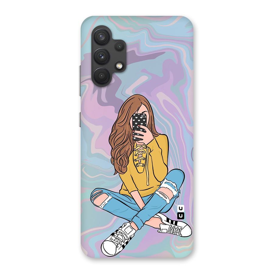Selfie Girl Illustration Back Case for Galaxy A32