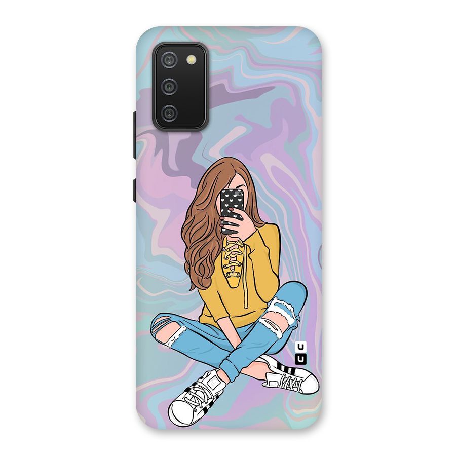 Selfie Girl Illustration Back Case for Galaxy F02s