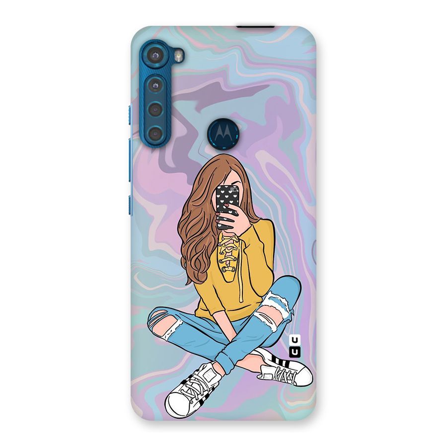 Selfie Girl Illustration Back Case for Motorola One Fusion Plus