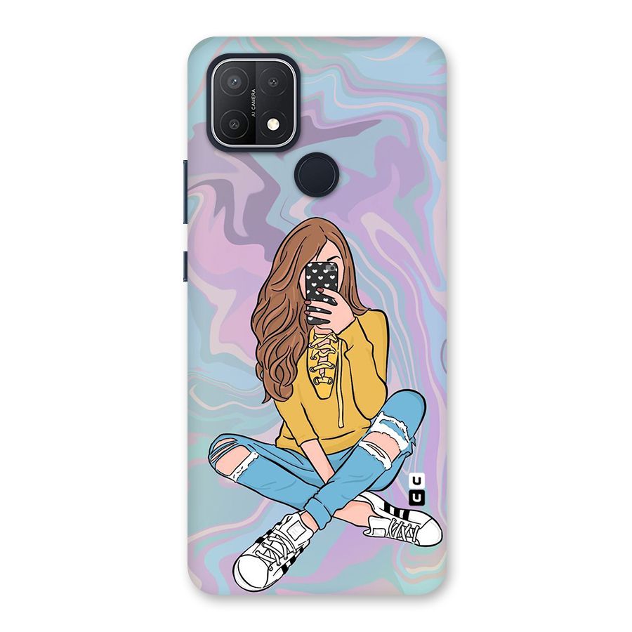 Selfie Girl Illustration Back Case for Oppo A15s