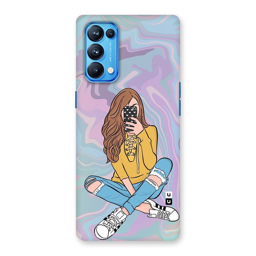 Selfie Girl Illustration Back Case for Oppo Reno5 Pro 5G