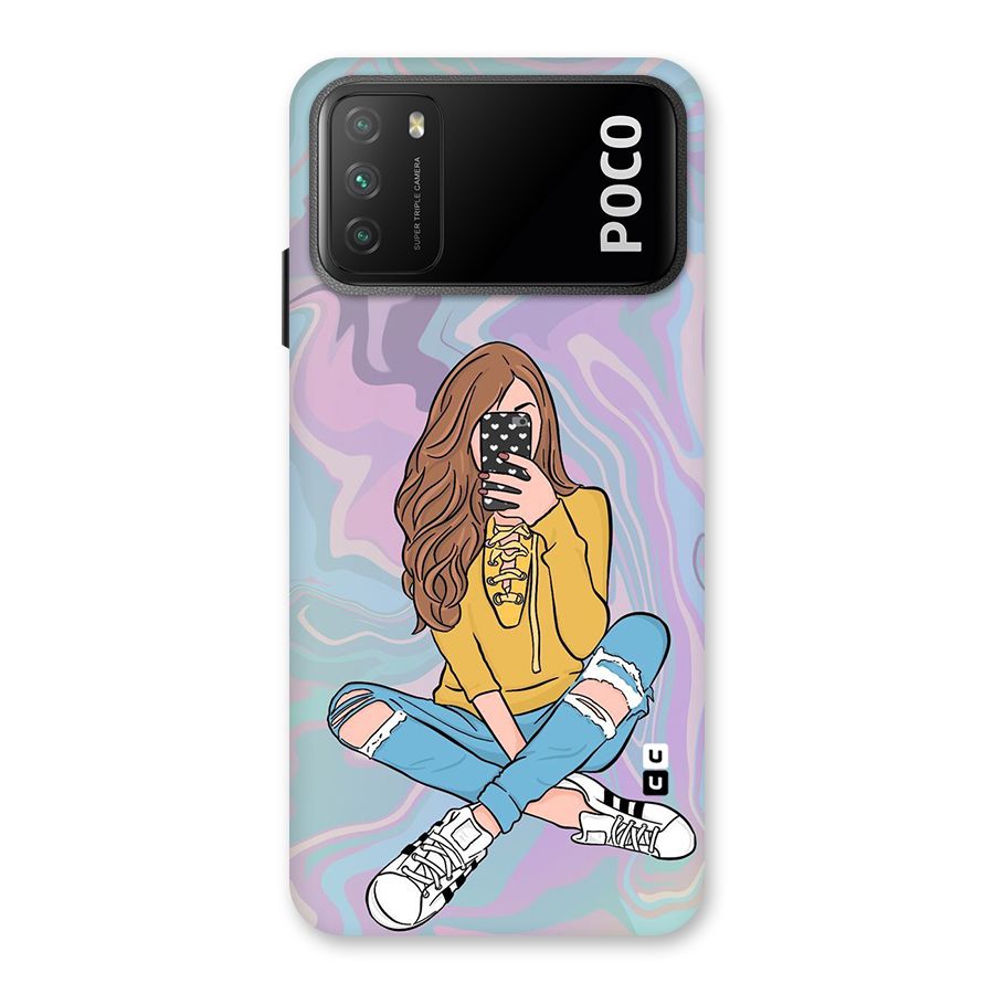 Selfie Girl Illustration Back Case for Poco M3