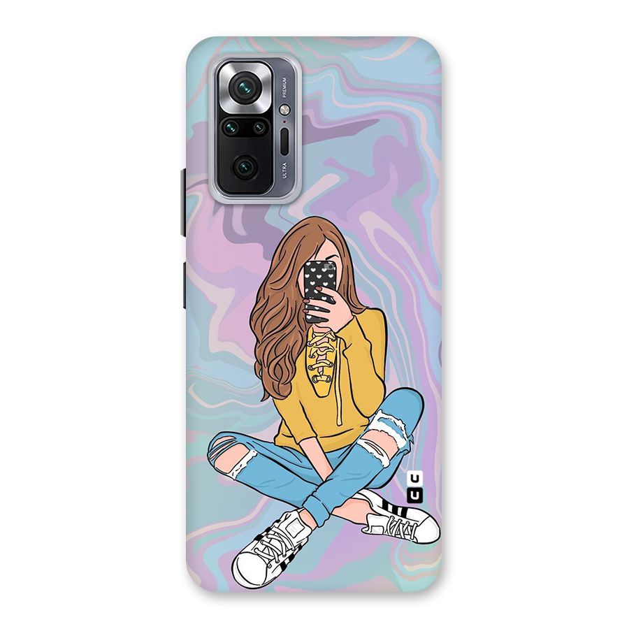 Selfie Girl Illustration Back Case for Redmi Note 10 Pro