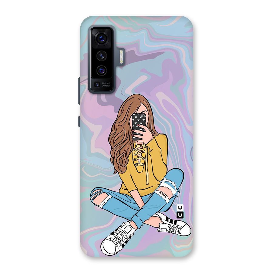 Selfie Girl Illustration Back Case for Vivo X50