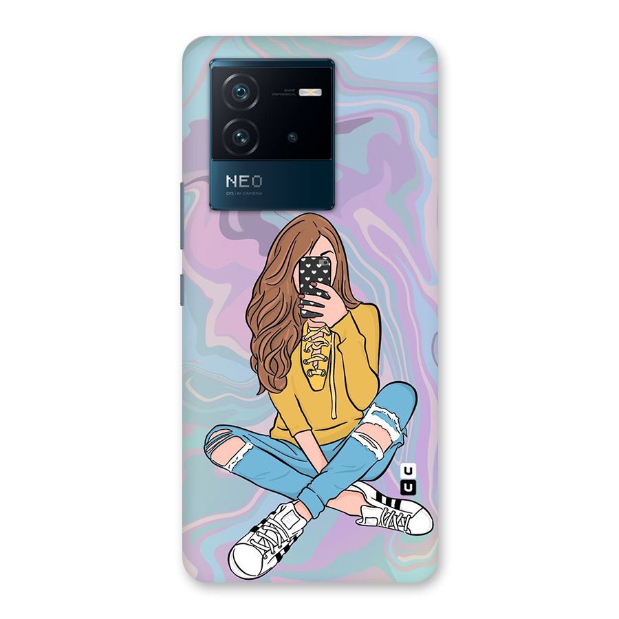 Selfie Girl Illustration Back Case for Vivo iQOO Neo 6 5G