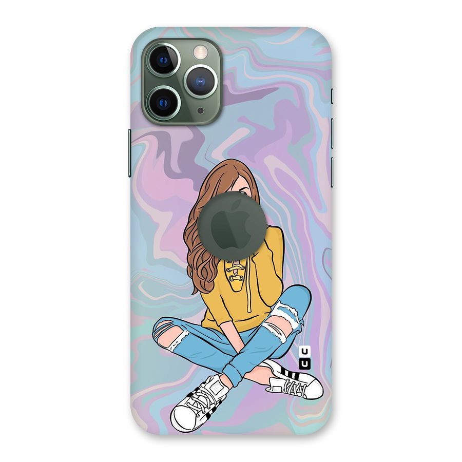 Selfie Girl Illustration Back Case for iPhone 11 Pro Logo  Cut