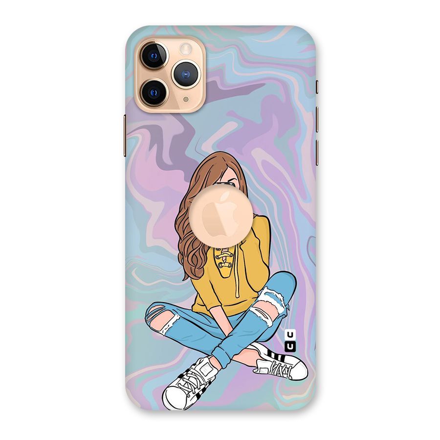 Selfie Girl Illustration Back Case for iPhone 11 Pro Max Logo Cut