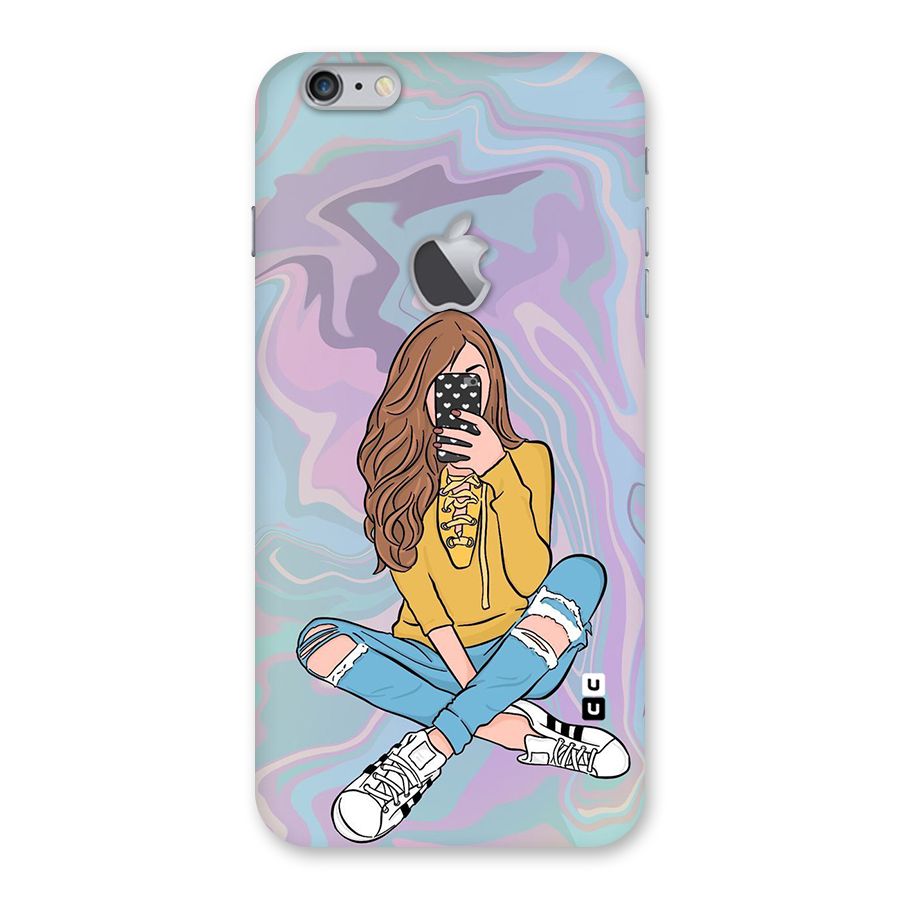 Selfie Girl Illustration Back Case for iPhone 6 Plus 6S Plus Logo Cut