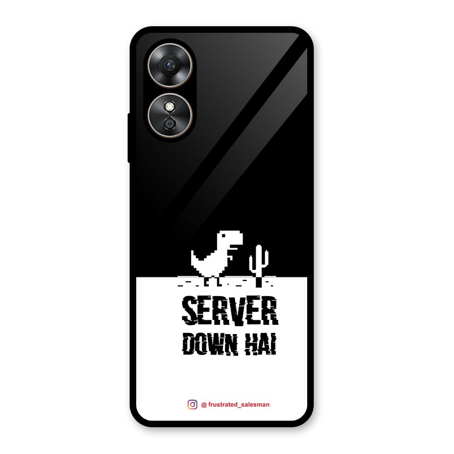Server Down Hai Black Glass Back Case for Oppo A17