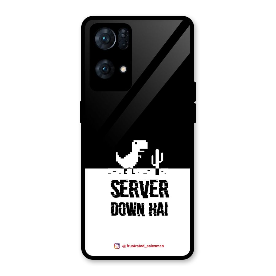 Server Down Hai Black Glass Back Case for Oppo Reno7 Pro 5G