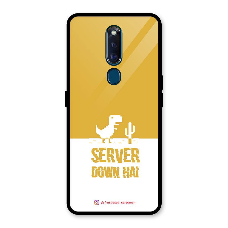 Server Down Hai Mustard Yellow Glass Back Case for Oppo F11 Pro