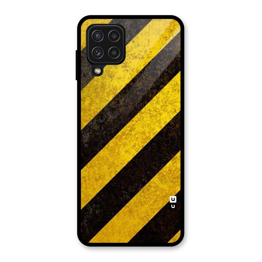Shaded Yellow Stripes Glass Back Case for Galaxy A22 4G