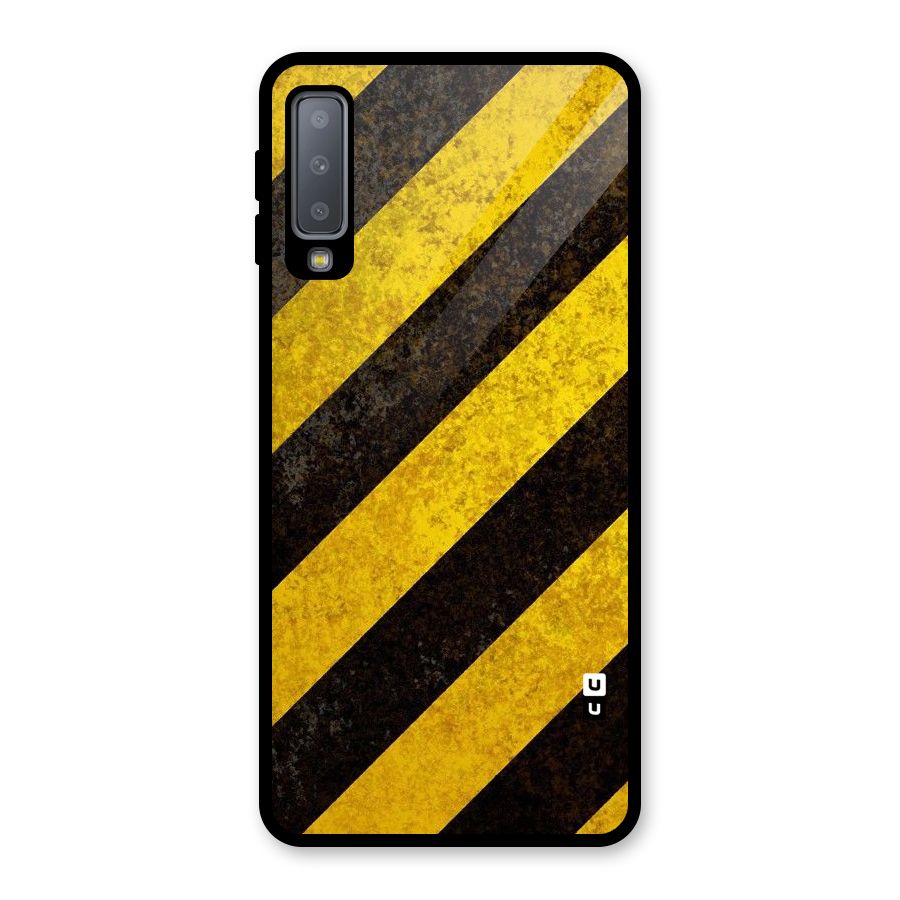 Shaded Yellow Stripes Glass Back Case for Galaxy A7 (2018)