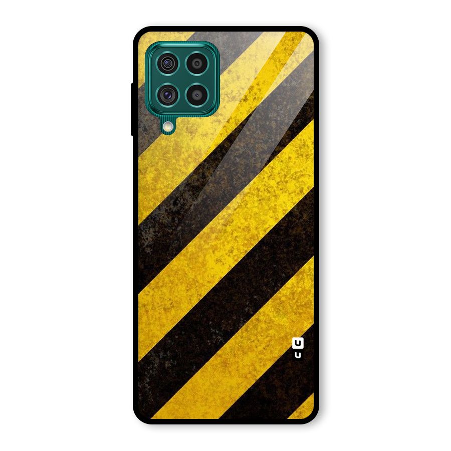 Shaded Yellow Stripes Glass Back Case for Galaxy F62