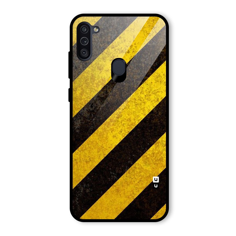 Shaded Yellow Stripes Glass Back Case for Galaxy M11