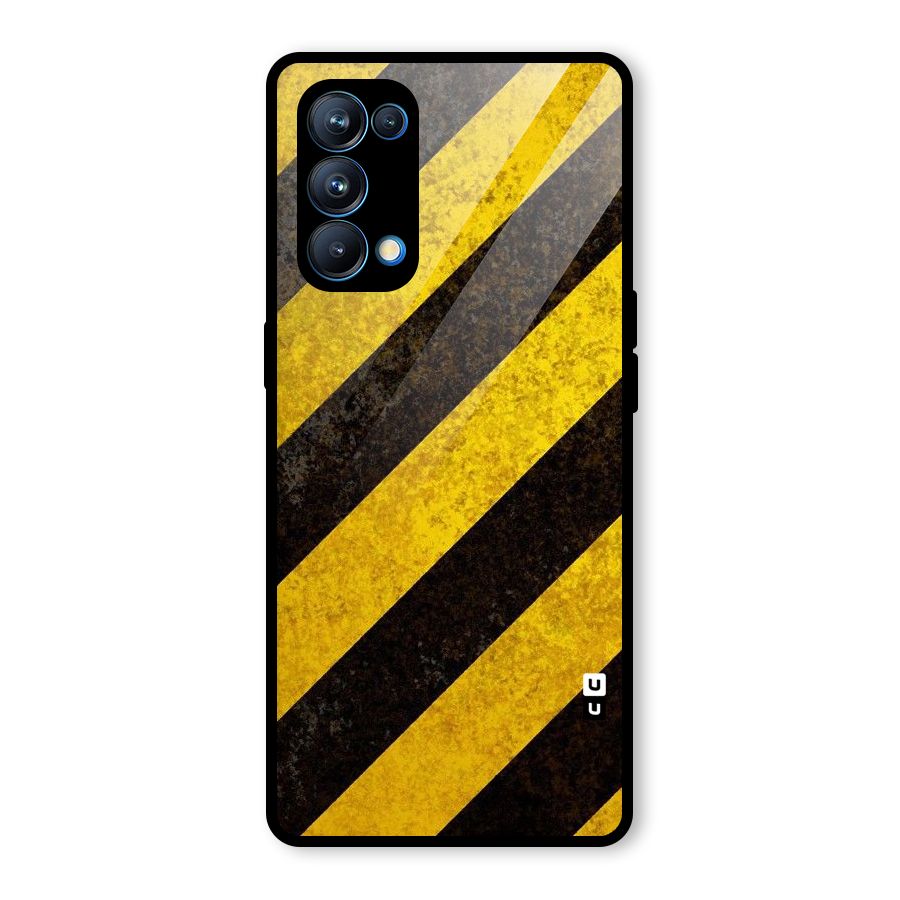 Shaded Yellow Stripes Glass Back Case for Oppo Reno5 Pro 5G