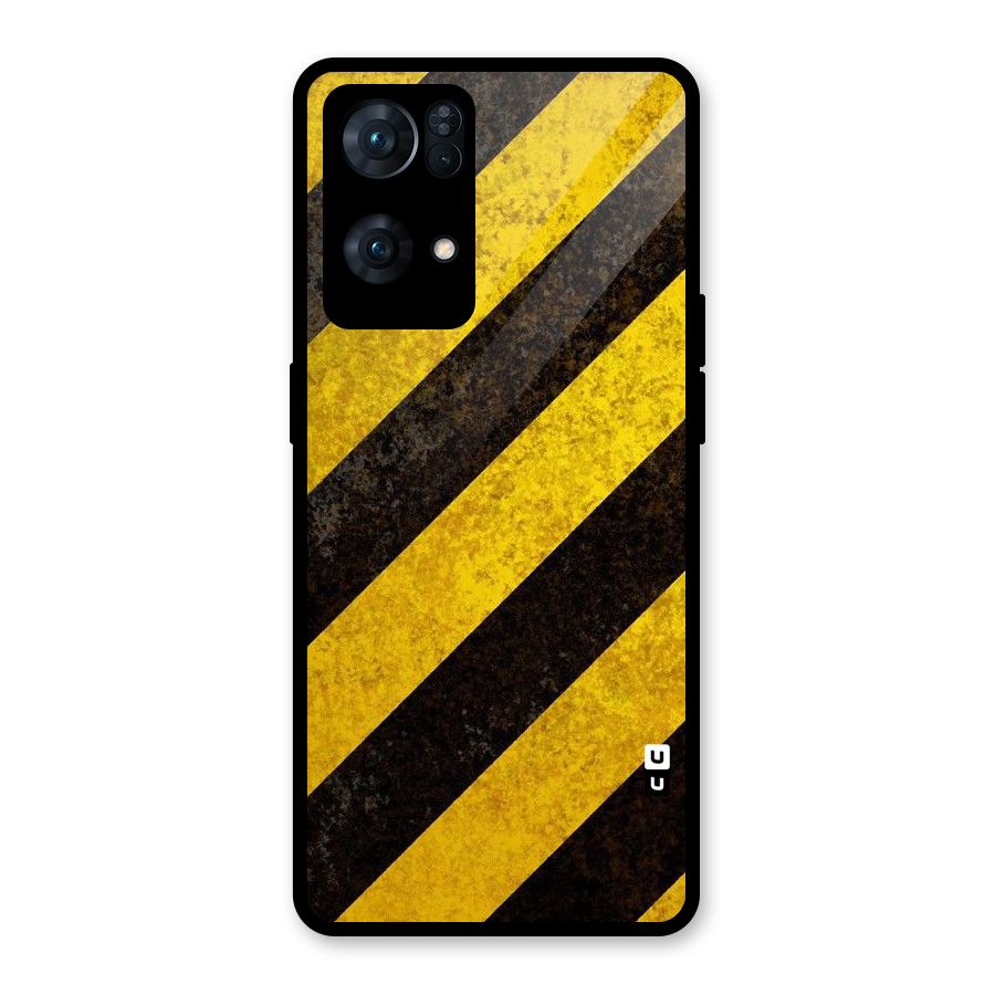 Shaded Yellow Stripes Glass Back Case for Oppo Reno7 Pro 5G