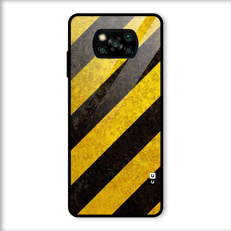 Shaded Yellow Stripes Glass Back Case for Poco X3
