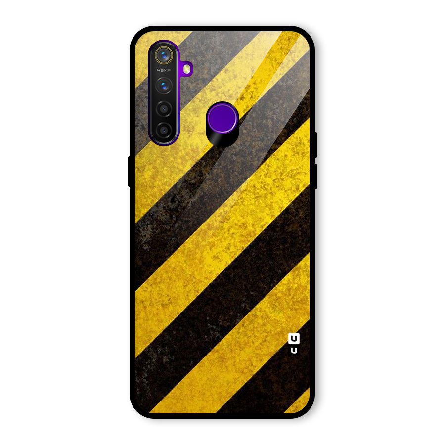Shaded Yellow Stripes Glass Back Case for Realme 5 Pro