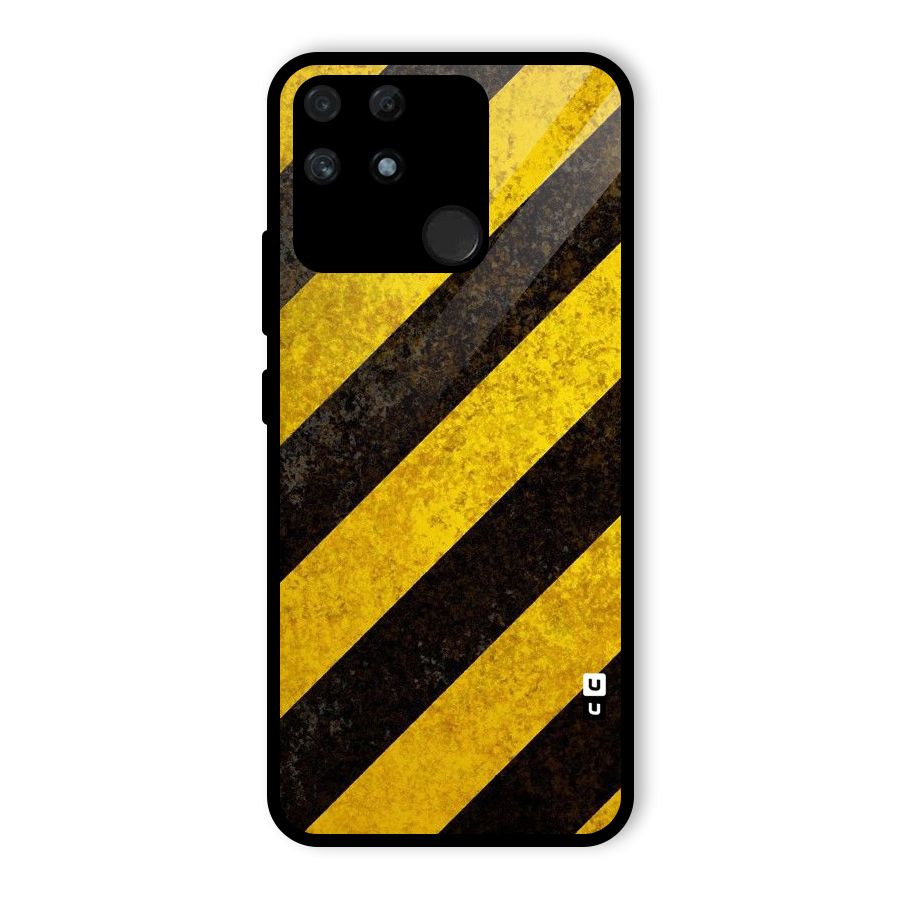 Shaded Yellow Stripes Glass Back Case for Realme Narzo 50A