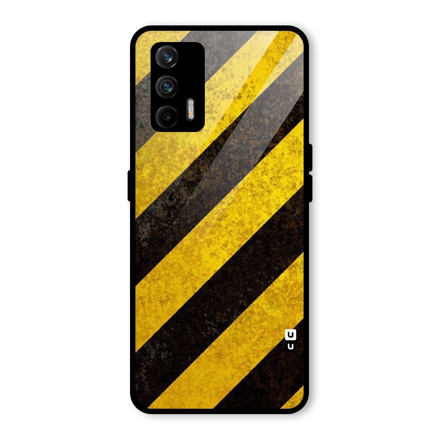 Shaded Yellow Stripes Glass Back Case for Realme X7 Max