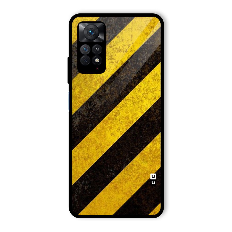 Shaded Yellow Stripes Glass Back Case for Redmi Note 11 Pro