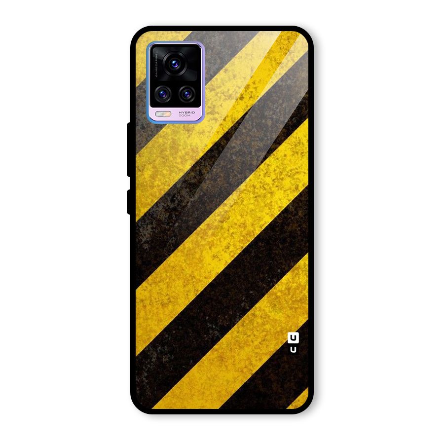 Shaded Yellow Stripes Glass Back Case for Vivo V20 Pro