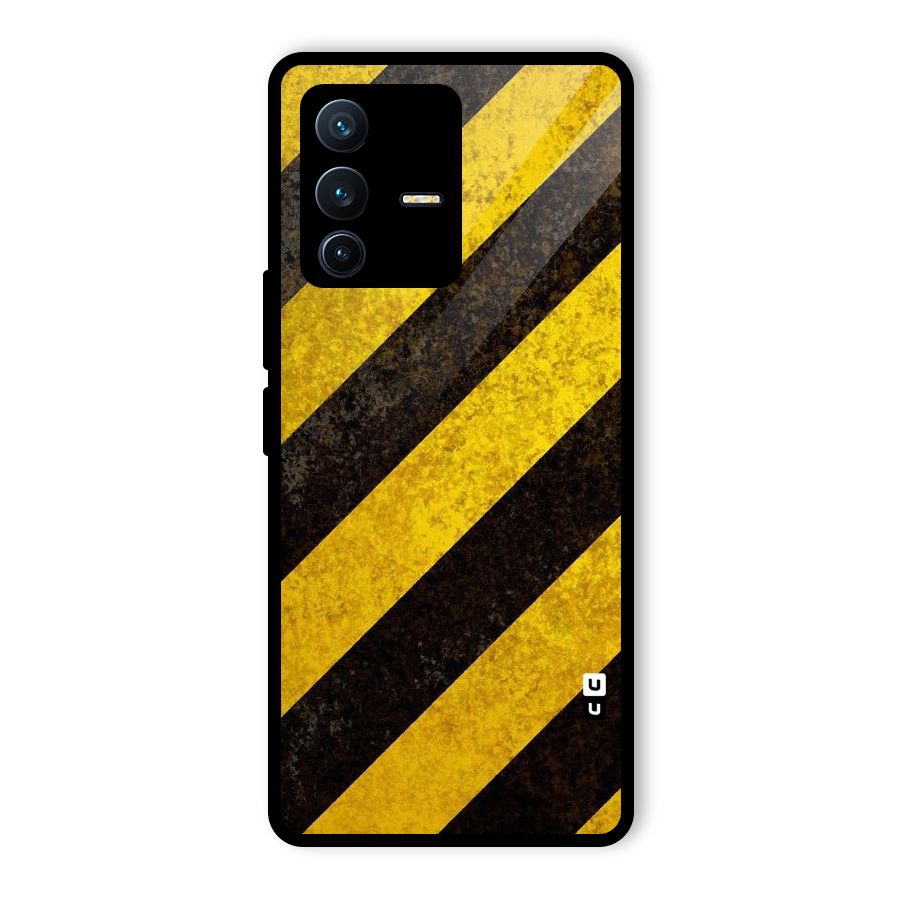 Shaded Yellow Stripes Glass Back Case for Vivo V23 Pro