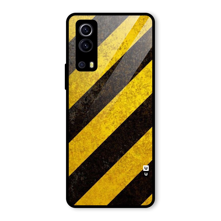 Shaded Yellow Stripes Glass Back Case for Vivo iQOO Z3