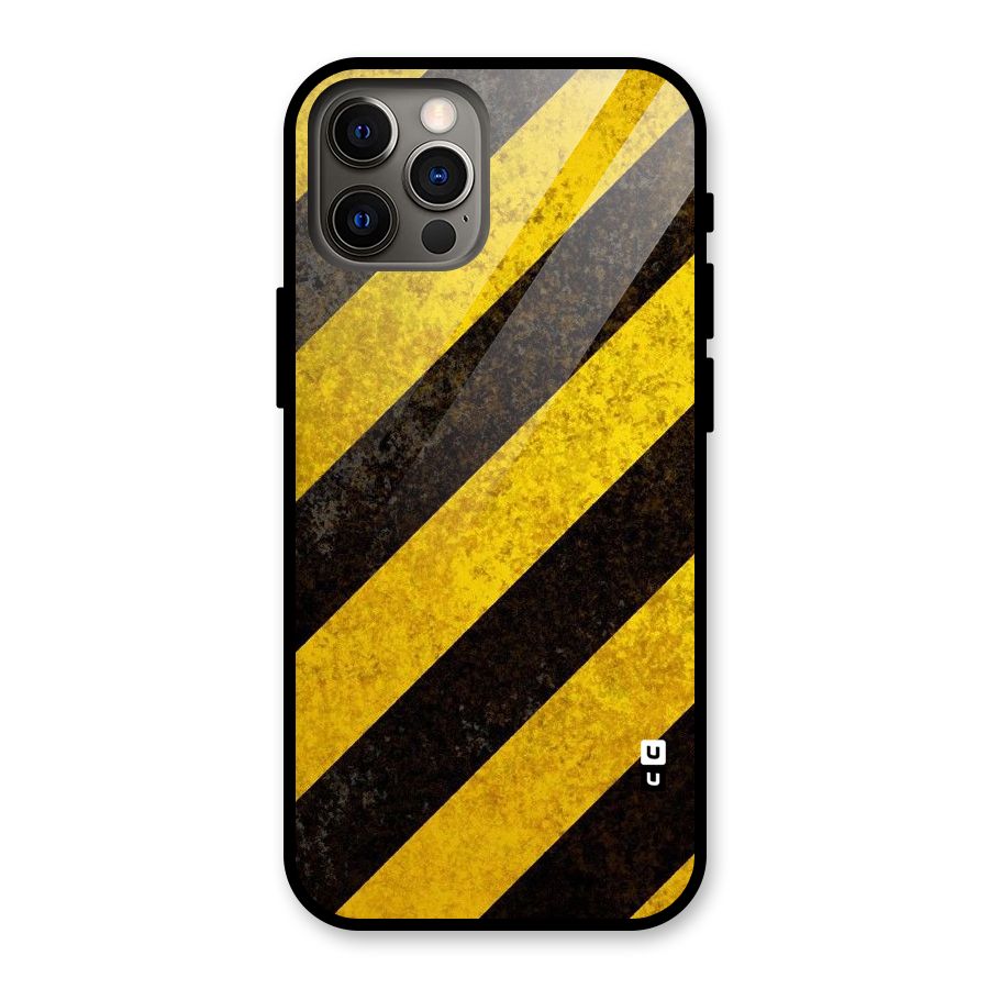 Shaded Yellow Stripes Glass Back Case for iPhone 12 Pro