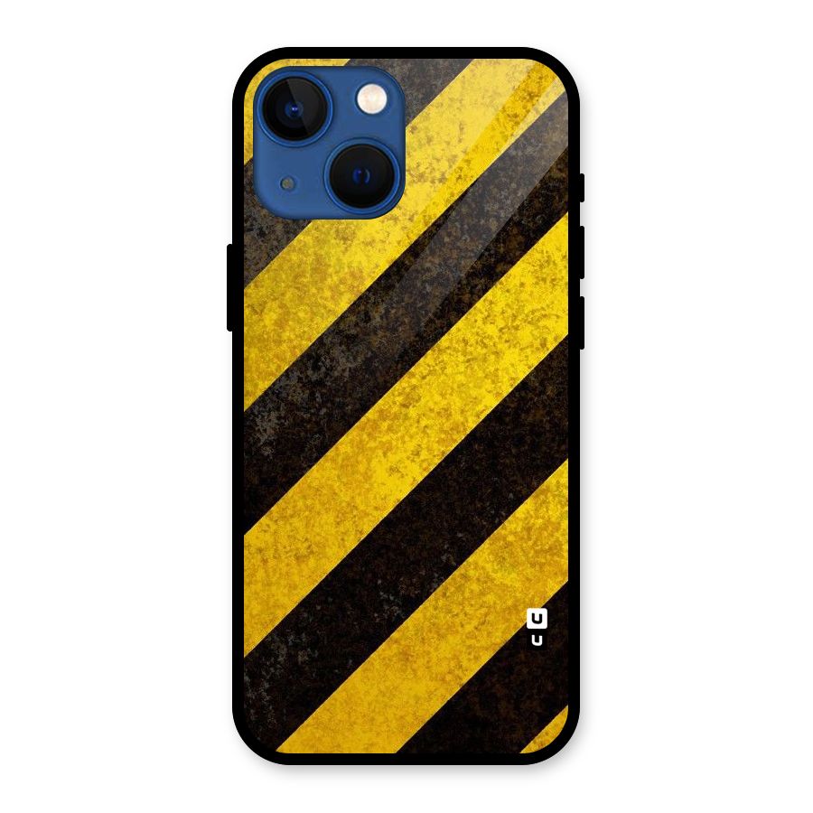 Shaded Yellow Stripes Glass Back Case for iPhone 13 Mini