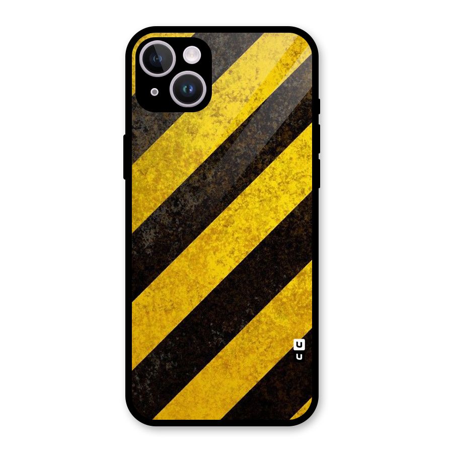 Shaded Yellow Stripes Glass Back Case for iPhone 14 Plus