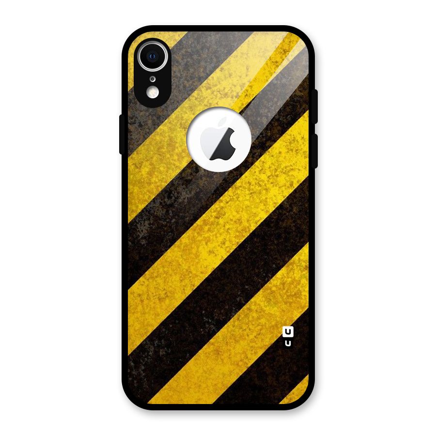 Shaded Yellow Stripes Glass Back Case for iPhone XR Logo Cut