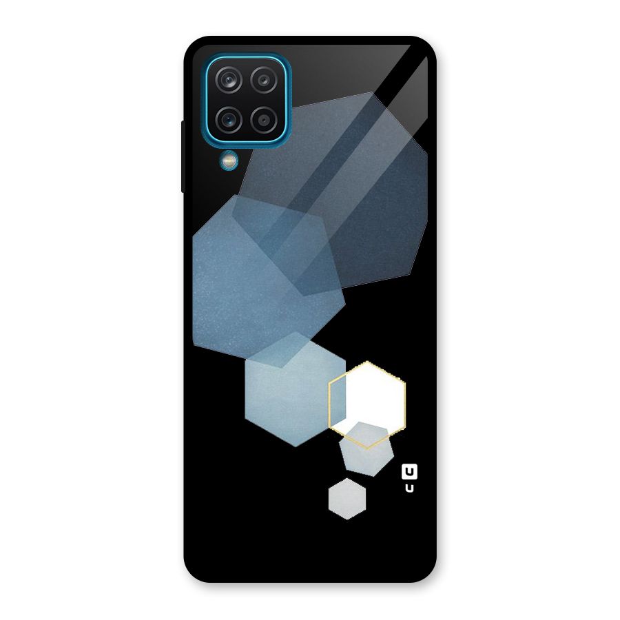 Shades Of Blue Shapes Glass Back Case for Galaxy A12