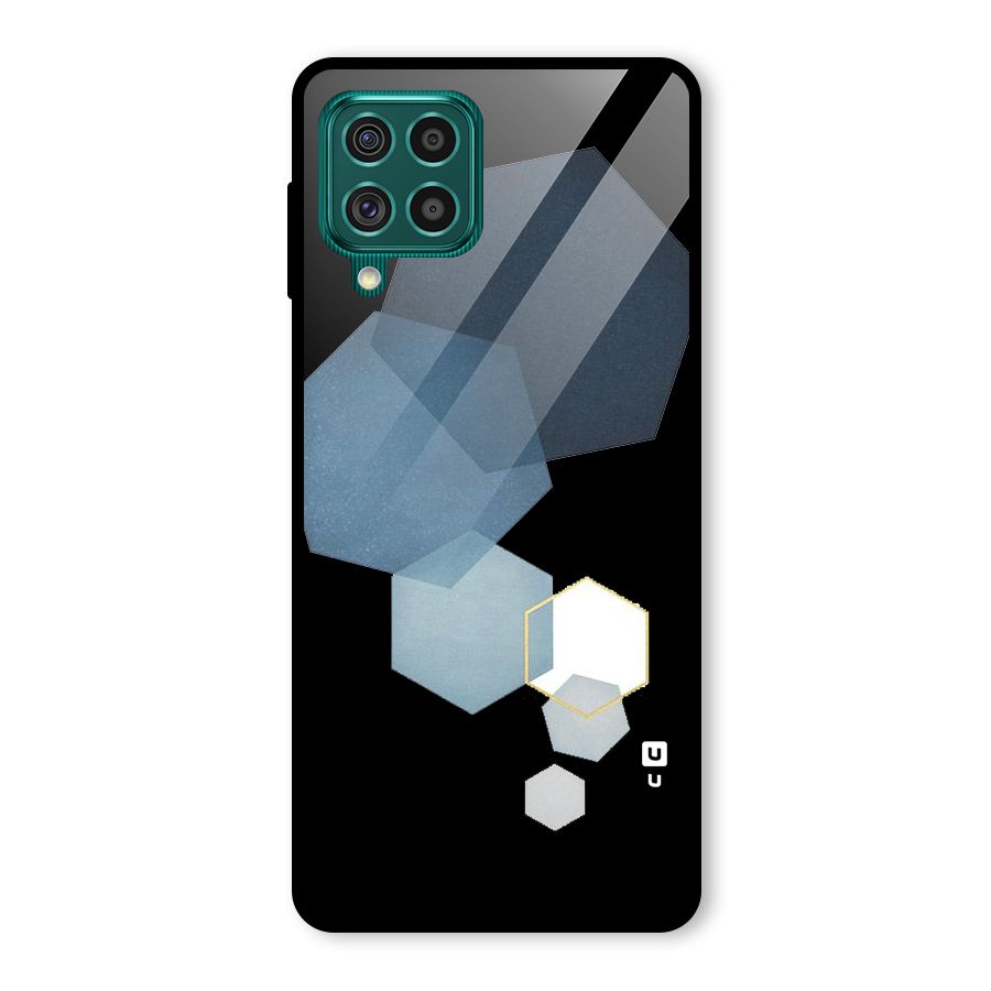 Shades Of Blue Shapes Glass Back Case for Galaxy F62