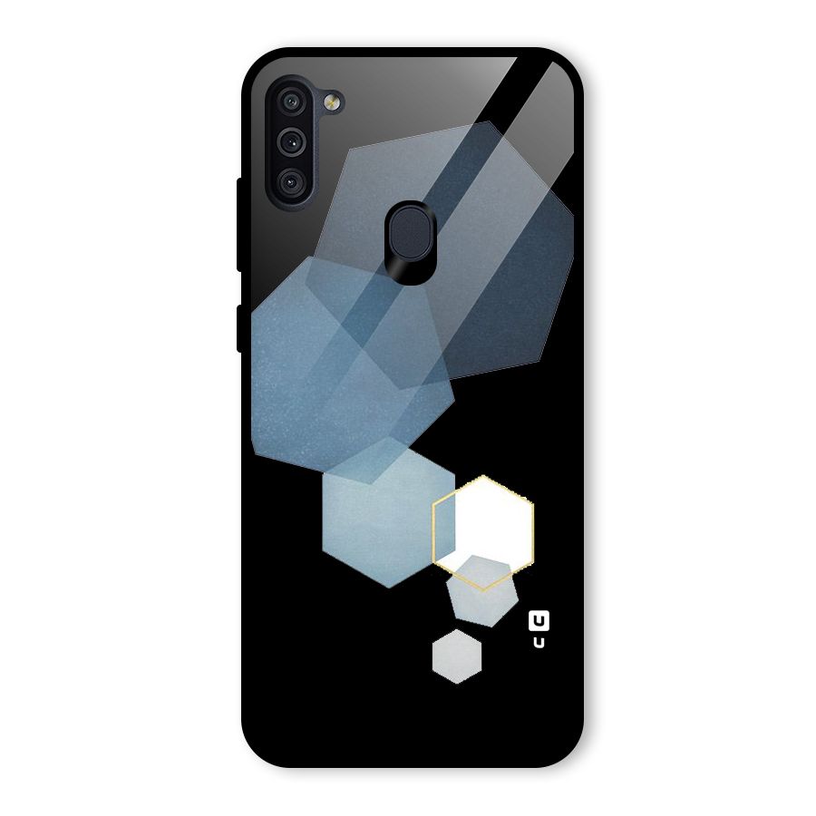 Shades Of Blue Shapes Glass Back Case for Galaxy M11