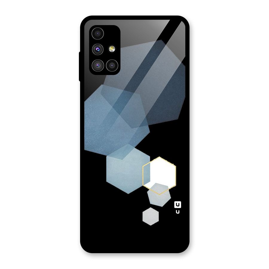 Shades Of Blue Shapes Glass Back Case for Galaxy M51
