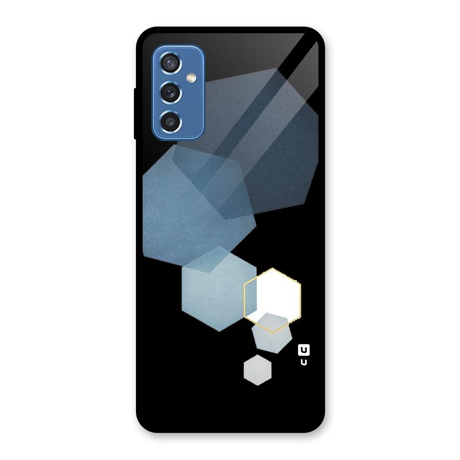 Shades Of Blue Shapes Glass Back Case for Galaxy M52 5G
