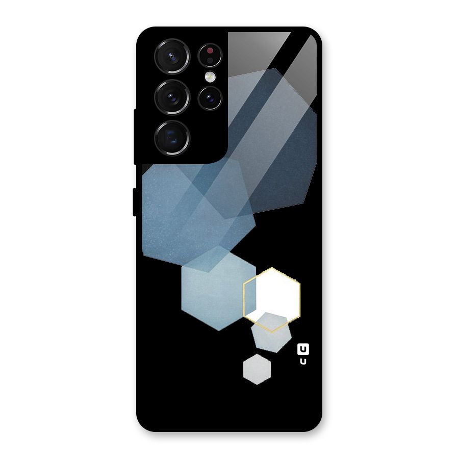 Shades Of Blue Shapes Glass Back Case for Galaxy S21 Ultra 5G